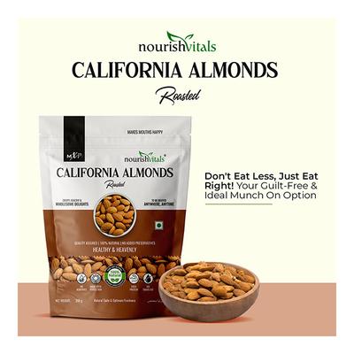 NourishVitals California Roasted Almonds Seeds (Pack of 2 x 200 gm) - Nutritional Bars