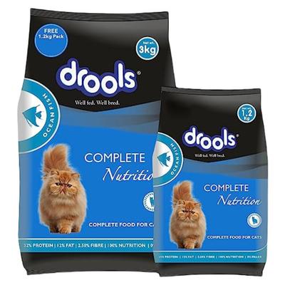 Drools Complete Nutrition Pet Food for Cats - Ocean Fish (3 kg With Free 1.2 kg) 1's - Petfood