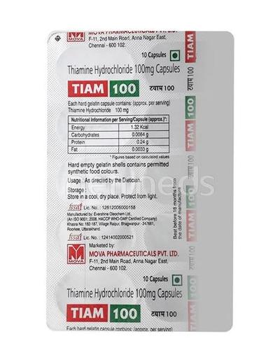 Tiam 100mg Capsule 10'S - Supplements-Vam