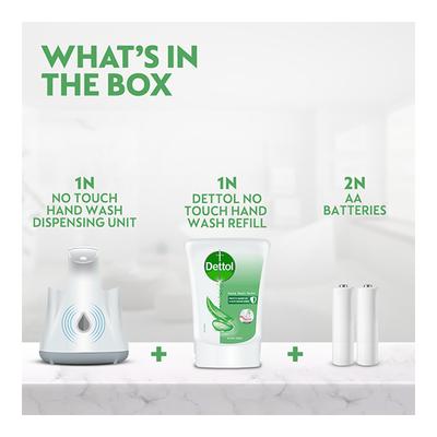 Dettol No-Touch Handwash System + Dettol Aloe Vera Handwash Refill 250 ml - Hand Wash & Soaps