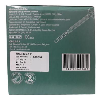 Romsons Romo Jet Syringe with Needle 1 ml (23G) (SS-6084) - Surgical Instruments