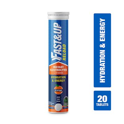 Fast&Up Reload Hydration and Energy Effervescent Tablet - Orange Flavour 20's - Energy Drinks