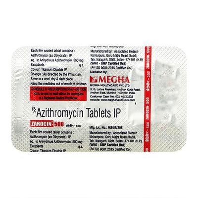 ZAROCIN 500 Tablet 3's - Bacterial Infections-Mac