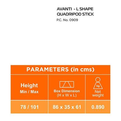 Vissco Avanti L Shape Walking Stick - Quadripod - Walker & Walking Stick