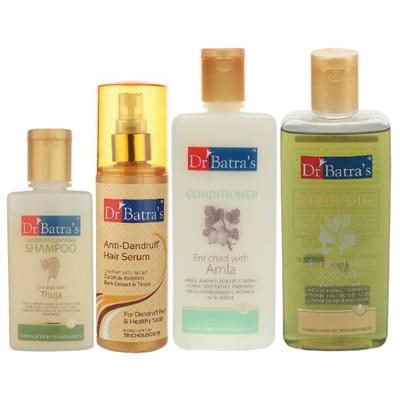 Dr Batra's Dandruff Cleansing Shampoo 100 ml + Hair Oil 200 ml + Conditioner 200 ml + Anti-Dandruff Hair Serum 125 ml - Hair Treatment