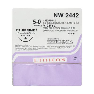 Johnson & Johnson Ethicon Vicryl Absorbable Surgical Suture (5-0) (45 cm) (NW 2442) 1's - Bandages & Dressings