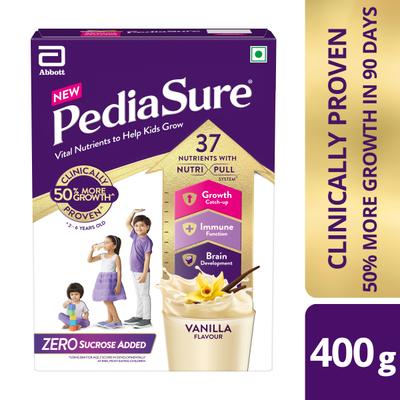Pediasure Zero Sucrose Nutrition Powder - Vanilla Flavour 400 gm (Refill Pack) - Kids Nutrition