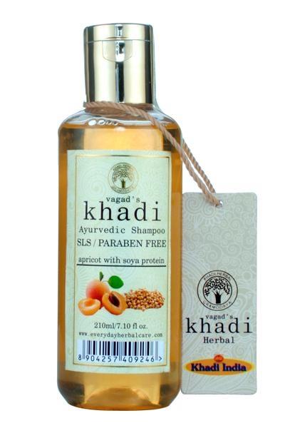 Vagad's Khadi Ayurvedic Shampoo - Apricot with Soya Protein (S.L.S and Paraben Free) 210 ml - Shampoos