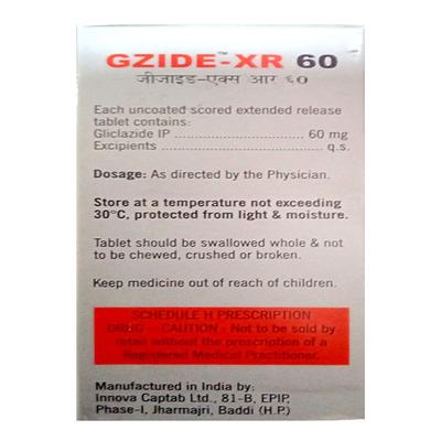 Gzide XR 60mg Tablet 10'S - Diabetes-Ant
