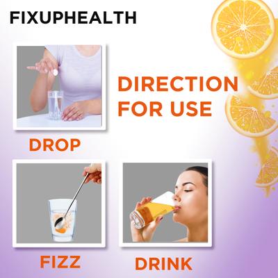 FixUpHealth Biotin Effervescent Tablet - Orange Flavour 20s & FixUpHealth Calcium and Vitamin D3 Effervescent Tablet - Orange Flavour 20s 1's - Hair & Skin