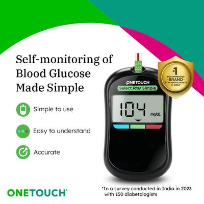 OneTouch Select Plus Simple Blood Glucose Monitoring System (Free 10 Test Strips + Lancing Device + 10 Lancets) - Blood Glucose Monitors/Test Strips