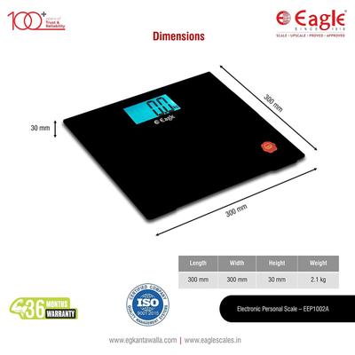 Eagle Digital Weighing Scale Slim Design (EEP-1002A) - Black - Health Monitoring Devices