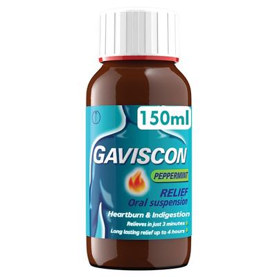 Gaviscon Liquid - Peppermint Flavor 150 ml - Indigestion/Constipation