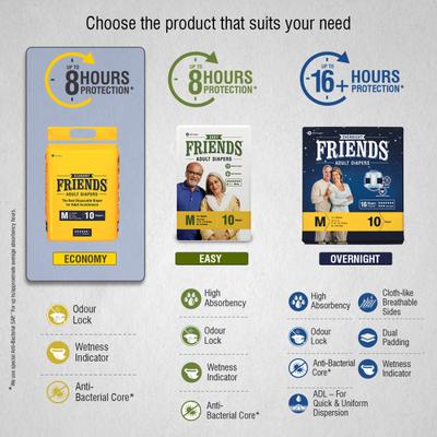 Friends Adult Diapers - Economy (L) 10's - Adult Diapers & Pads