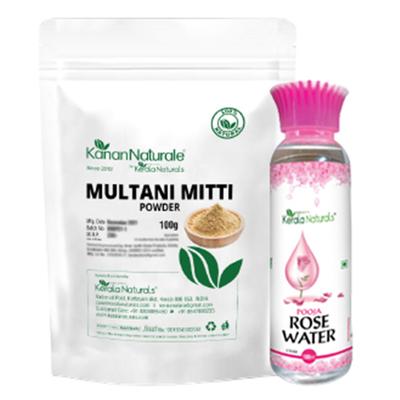 Kerala Naturals Multani Mitti Powder 100 gm + Rose Water 100 ml - Personal Care (Ayush)