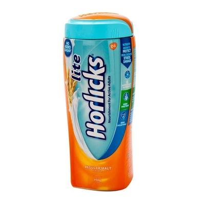 Horlicks Lite No Added Sugar Powder - Regular Malt Flavour 450 gm (Jar) - Daily Health Drinks