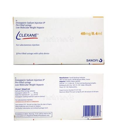 Clexane 40mg Injection(Pfs) 2X0.4ml - Blood Clot-Ant