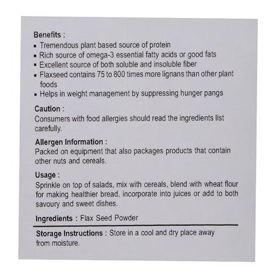 Nutriwish Flax Seed Powder 500 gm - Nutritional Bars