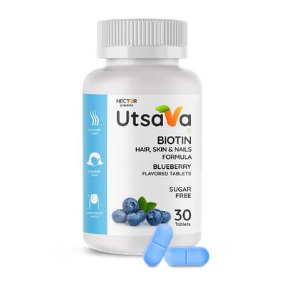 Nector Utsava Biotin Sugar Free Tablet - Blueberry 30's - Hair & Skin