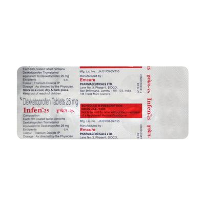 Infen 25mg Tablet 10'S - Pain relief-Nsa