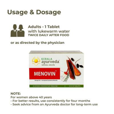 Kerala Ayurveda Menovin Tablet (Pack of 10 x 10's) - Speciality Medicines