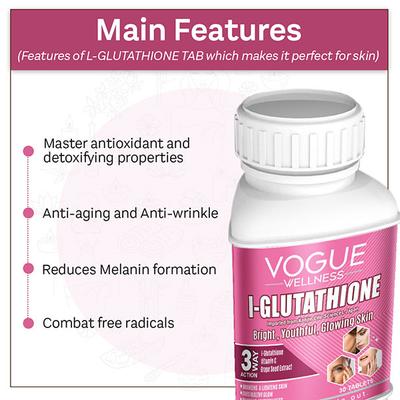 best glutathione supplements vogue Buy Vogue Wellness L-Glutathione Tablet 30's Online at Discounted Price
