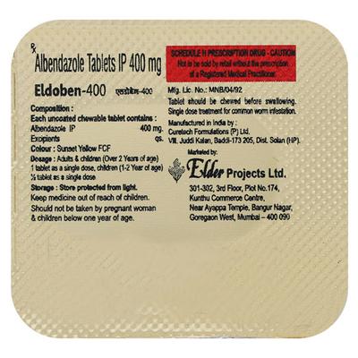 Eldoben 400mg Tablet 1'S - Parasitic Worms-Ant