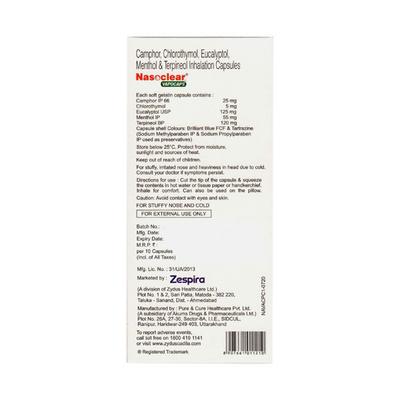 NASOCLEAR Vapocap 10's - Nasal Congestion-Nas