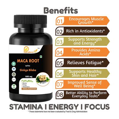 Puraberry Maca Root with Ginkgo Biloba 800 mg Veg Capsule 60's - Herbal Dietary Supplement