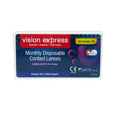 Vision Express Contact Lens Monthly Disposable Hydrogel - (-3.5) Spherical - Eyecare Lenses