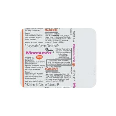 Macsutra 100mg Tablet 4'S - Impotence/Erectile Dysfunction (Ed)