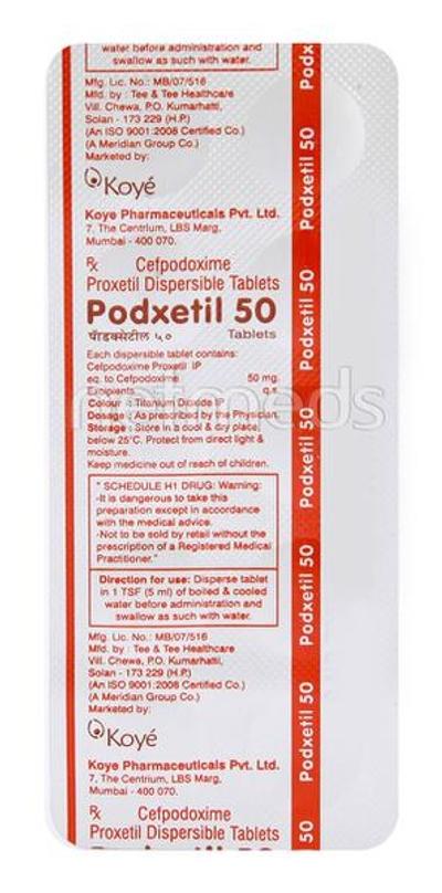 Podxetil 50mg Tablet 10'S - Bacterial Infections-Cep