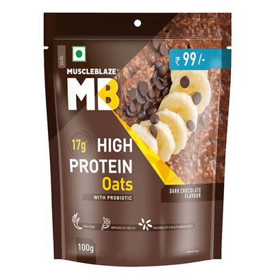 MuscleBlaze High Protein Oats - Dark Chocolate 100 gm - Nutritional Bars