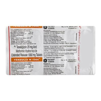 Tenzulix M 1000mg Tablet 10'S - Diabetes-Ant