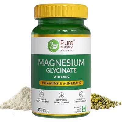 Pure Nutrition Magnesium Glycinate with Zinc 350 mg Veg Tablet 60's - Calcium And Minerals