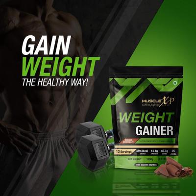 MuscleXP Weight Gainer Protein Powder - Double Chocolate 1 kg - Workout Essentials