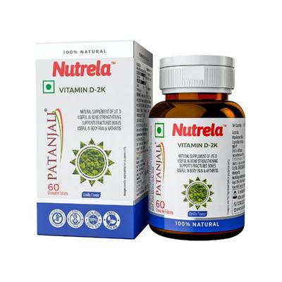 Patanjali Nutrela Vit D-K2 Chewable Tablet - Vanilla Flavour 60's - Multi-Vitamins