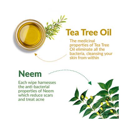 Kara Refreshing Face Wipes - Neem & Tea Tree Oil 10's - Facial Wipes & Tissues