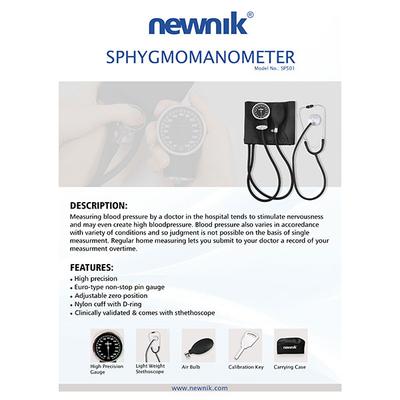 Newnik Aneroid Type Sphygmomanometer with Free Stethoscope (SP501) - Blood Pressure Monitor Device