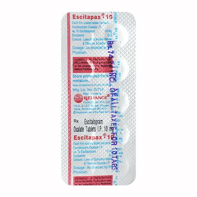 Escitapax 10mg Tablet 10'S - Depression-Ant