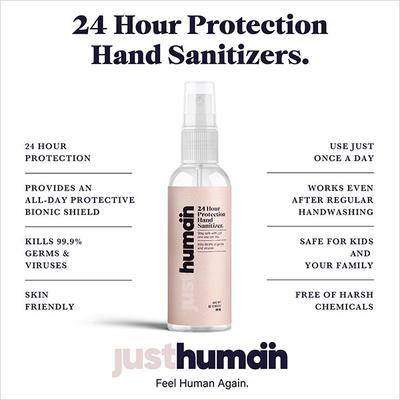 Just Human 24 Hour Protection Hand Sanitizer (Pack of 4 x 50 ml) - Hand Sanitizer