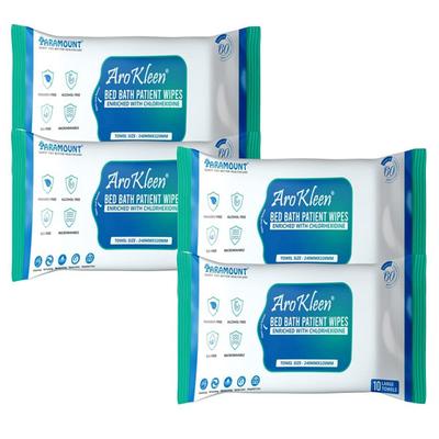 AroKleen Bed Bath Patient Wipes - Chlorhexidine (240 mm x 320 mm) (Pack of 4 x 10's) 1's - Surgical Consumable