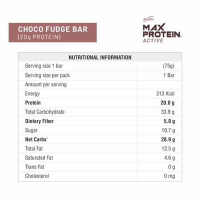 RiteBite Max Protein Active Choco Fudge Bar (Pack of 12 x 75 gm) - Nutritional Bars