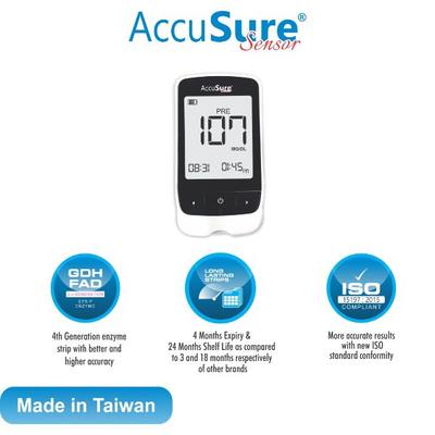 AccuSure Sensor Gluco Meter with 25 Strips - Blood Glucose Monitors/Test Strips