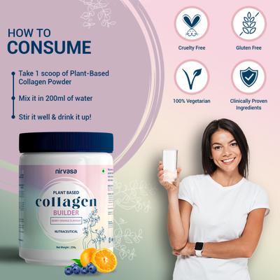 Nirvasa Plant Based Collagen Builder Powder - Berry Orange (Pack of 4 x 250 gm) 1's - Hair & Skin