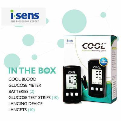i-Sens Cool Blood Glucometer with Test Strips 10's - Black - Blood Glucose Monitors/Test Strips