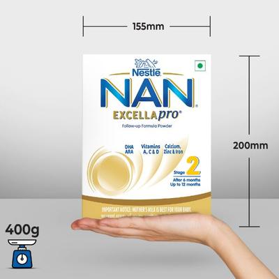 Nestle Nan Excella Pro 2 (6 Months+) Powder 400 gm (Refill Pack) - Baby And Infant Supplements