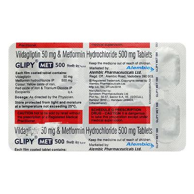 GLIPY MET 500mg Tablet 10's - Diabetes-Ant