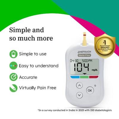 OneTouch Verio Flex Blood Glucose Monitoring System (Free 10 Test Strips + Lancing Device + 10 Lancets) - Blood Glucose Monitors/Test Strips