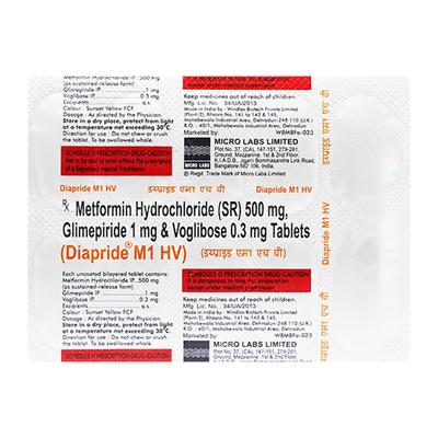 Diapride M1 HV Tablet 10'S - Diabetes-Ant